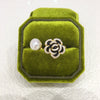 Freshwater Pearl Jewelry Set With Microinlaid Zircon And Black Oildropping Camellia Design