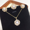 Freshwater Pearl Jewelry Set With Painted Bird's Nest Design Pendant Earrings Ring