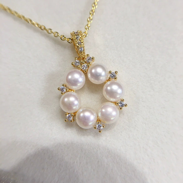 Freshwater Pearl Multibead Cherry Pollen Pendant Necklace Jewelry