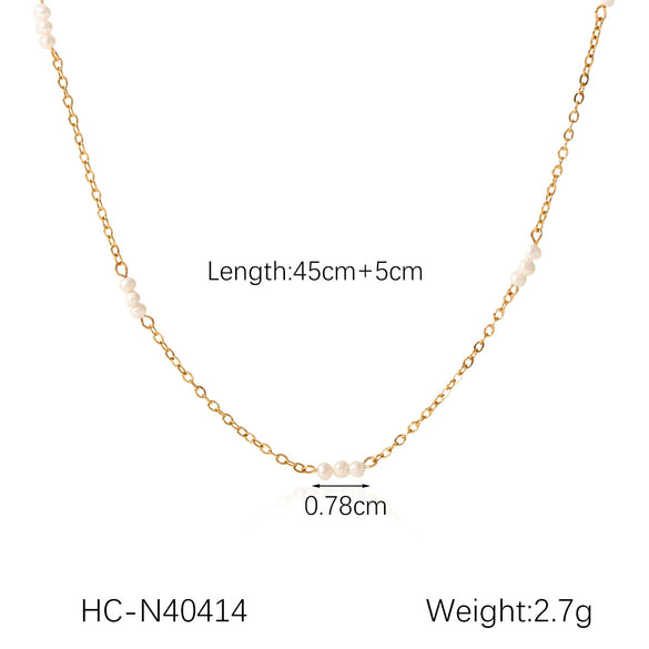 Freshwater Pearl Necklace Stainless Steel Geometric Clavicle Chain Electroplated Feminine Versatile Ins Minimalist Style