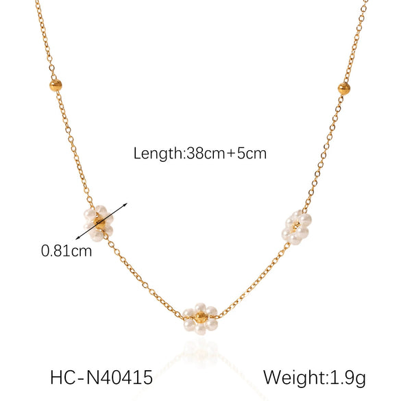 Freshwater Pearl Necklace Stainless Steel Geometric Clavicle Chain Electroplated Feminine Versatile Ins Minimalist Style