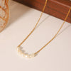 Freshwater Pearl Necklace Stainless Steel Geometric Clavicle Chain Electroplated Feminine Versatile Ins Minimalist Style