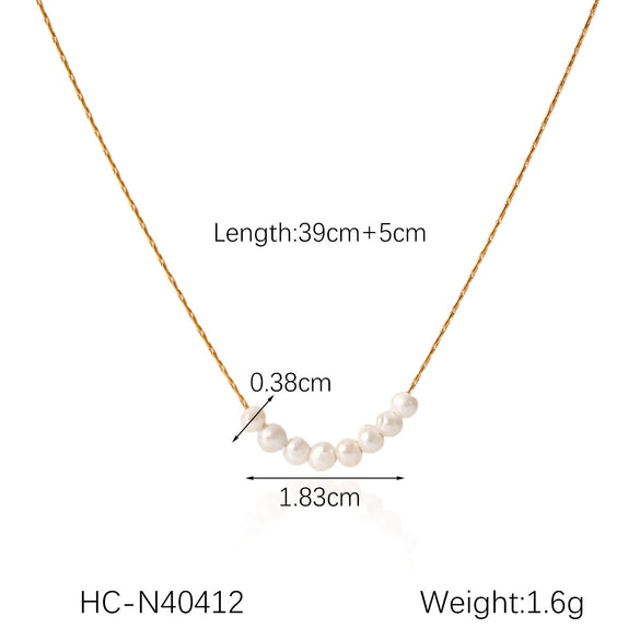 Freshwater Pearl Necklace Stainless Steel Geometric Clavicle Chain Electroplated Feminine Versatile Ins Minimalist Style