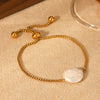 Freshwater Pearl Pendant Bracelet Stainless Steel Box Chain Titanium Steel Nonfading Geometric Minimalist Women's Jewelry
