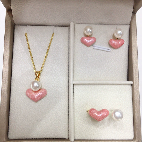 Freshwater Pearl Pendant Earring Ring Suit Jewelry