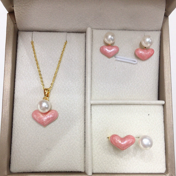 Freshwater Pearl Pendant Earring Ring Suit Jewelry