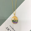 Freshwater Pearl Pendant Earring Ring Suit Retro Oil Painting Style