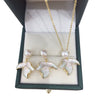 Freshwater Pearl Pendant Earring Set Highend Frosted Gradient Leaf Design