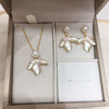 Freshwater Pearl Pendant Earring Set Highend Frosted Gradient Leaf Design