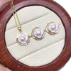 Freshwater Pearl Pendant Earrings Light Luxury Broken Shellfish Micro Zircon Camellia Design