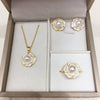 Freshwater Pearl Pendant Earrings Ring Luxury Broken Camellia Pearl Jewelry Set