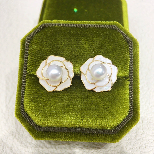 Freshwater Pearl Pendant Earrings Ring Luxury Broken Camellia Pearl Jewelry Set