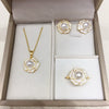 Freshwater Pearl Pendant Earrings Ring Luxury Broken Camellia Pearl Jewelry Set