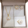 Freshwater Pearl Pendant Earrings Ring Luxury Broken Camellia Pearl Jewelry Set
