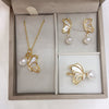 Freshwater Pearl Pendant Earrings With Sea Shell And Butterfly Design