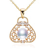 Freshwater Pearl Pendant Necklace Handbagshaped Copper Plated Real Gold