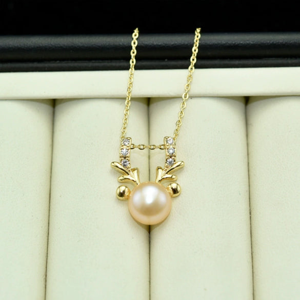 Freshwater Pearl Pendant Necklace With Real Gold Color Retention Copper Accessories Round Shape
