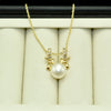 Freshwater Pearl Pendant Necklace With Real Gold Color Retention Copper Accessories Round Shape