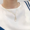 Freshwater Pearl Pendant Tassel Necklace K Gold Craft Microinlaid Zircon With Flat Round And Bun Round Pearls