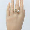 Freshwater Pearl Ring Copper Bow Design Women's Light Luxury Highend Jewelry