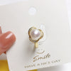 Freshwater Pearl Ring Copper Gold Plated With Zircon Micro Inlay Women's Style Flat Round And Steamed Bread Round Pearl
