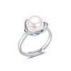 Freshwater Pearl Ring Copper Gold Plated With Zircon Micro Inlay Women's Style Flat Round And Steamed Bread Round Pearl