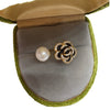 Freshwater Pearl Ring Copper Material Fashion Style Micro Set Zircon Oil Black Camellia Design For Women