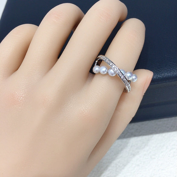 Freshwater Pearl Ring Copper Material Flat Round And Bun Round Shape Women's Fashion Style