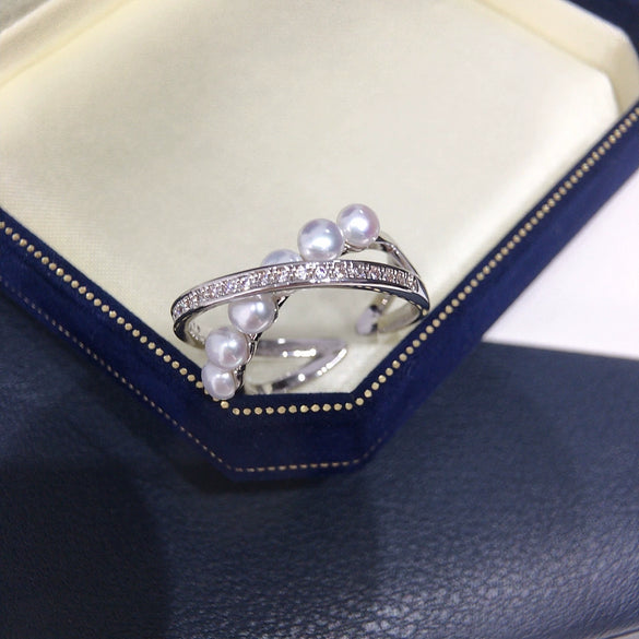 Freshwater Pearl Ring Copper Material Flat Round And Bun Round Shape Women's Fashion Style