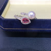 Freshwater Pearl Ring Copper Microinlaid Zircon Bamboo Ruby Open Women's Fashion Jewelry