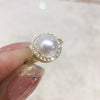 Freshwater Pearl Ring Copper Microinlaid Zircon Women's Fashion Flat Round Bun Round Jewelry
