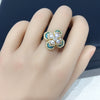 Freshwater Pearl Ring Copper Retro Court Style Fourleaf Flower Jewelry For Women