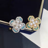 Freshwater Pearl Ring Copper Retro Court Style Fourleaf Flower Jewelry For Women
