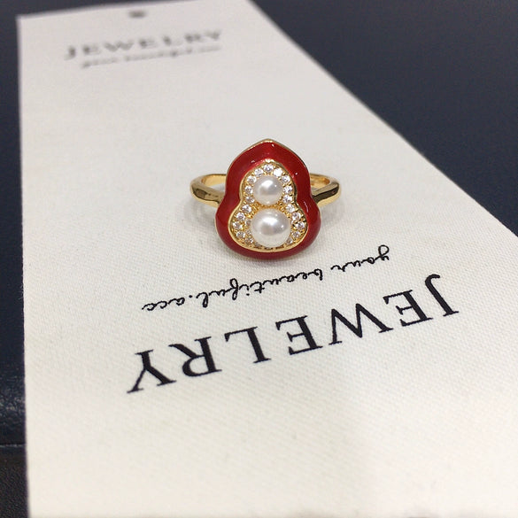 Freshwater Pearl Ring Copper Round Shape Women's Fashion Jewelry