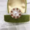 Freshwater Pearl Ring Copper With Gold Color Preservation Micro Zircon Flat Round And Bun Round Style Women's
