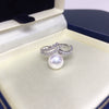 Freshwater Pearl Ring Copper Zircon Triangle Women's Fashion Jewelry