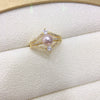 Freshwater Pearl Ring Fashion Exquisite Micro Inlaid Zircon Diamond Copper Adjustable Opening Women's Flat Round Rose Buns Round