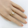 Freshwater Pearl Ring Fashion Exquisite Micro Inlaid Zircon Diamond Copper Adjustable Opening Women's Flat Round Rose Buns Round