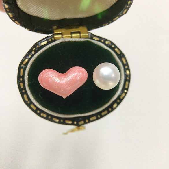 Freshwater Pearl Ring Jewelry Women's Copper Material Flat Round And Bun Round Shape Cute Candy Powder Love Style