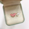 Freshwater Pearl Ring Jewelry Women's Copper Material Flat Round And Bun Round Shape Cute Candy Powder Love Style