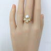 Freshwater Pearl Ring Light Luxury Cat's Eye Stone Clover Design Copper Material Round Shape Women's Jewelry