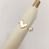 Freshwater Pearl Ring Natural Seashell Mother Of Shellfish Love Shaped Copper Material For Women