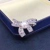 Freshwater Pearl Ring With Copper Bow And Zircon Women's Fashion Jewelry