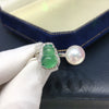 Freshwater Pearl Ring With Copper Natural Chalcedony Agate And Gourd Shape Fashion Style Jewelry