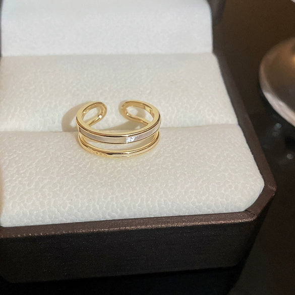 Freshwater Pearl Rose Flower Open Ring Real Gold Electroplated Metal Jewelry For Women