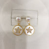 Freshwater Pearl Sea Shell Star Oblate Women's Earrings S925 Sterling Silver 18K Goldfilled