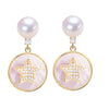 Freshwater Pearl Sea Shell Star Oblate Women's Earrings S925 Sterling Silver 18K Goldfilled