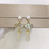 Freshwater Pearl Sea Shells Chalcedony Earrings S925 Sterling Silver Oblate Shape For Women