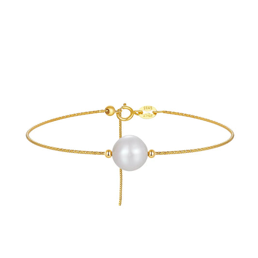 Freshwater Pearl Sterling Silver 14K Gold Plated Elegant Simple Style Beaded Plating Geometric Bracelets