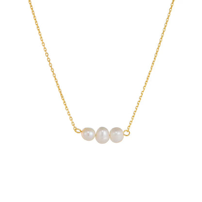 Freshwater Pearl Sterling Silver 14K Gold Plated Rhodium Plated Geometric Necklace